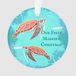Sea Turtle Couple Erste Verheiratete Weihnachtsfei Ornament