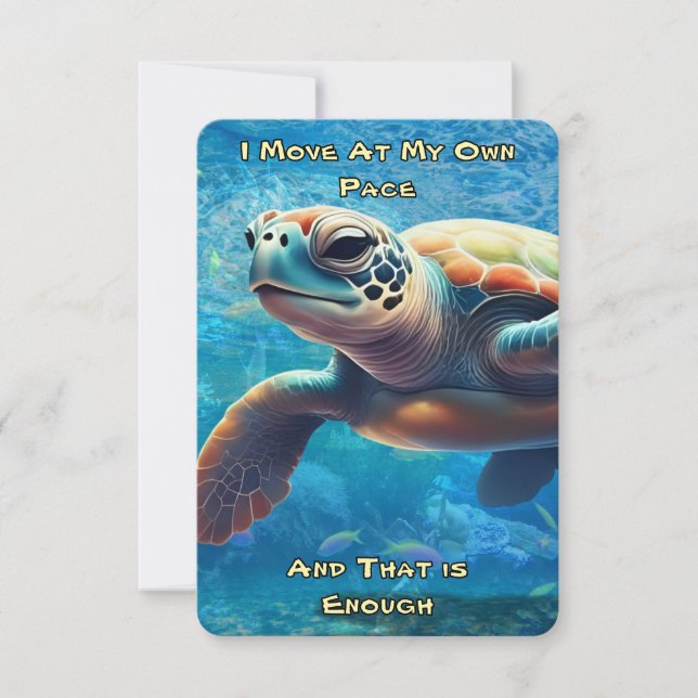 Sea Turtle Daily Affirmation Card Zwei Quotes RSVP Karte (Vorderseite)