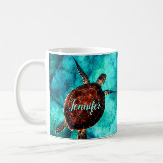 Sea Turtle Design Personalisierter Kaffee Tasse Cu (Links)