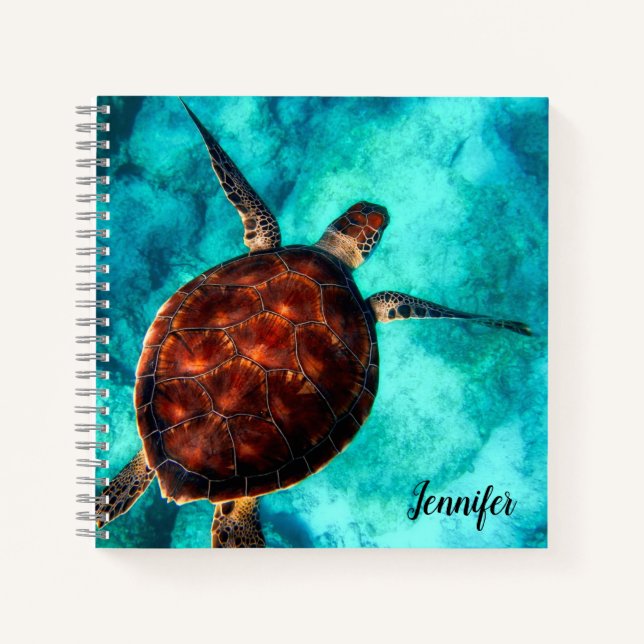 Sea Turtle Design Spiral Notebook Personalisiert Notizbuch (Vorderseite)