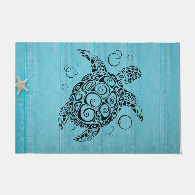 Sea Turtle doormat, Coastal doormat, Beach House Fußmatte (Vorderseite)