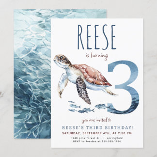 Sea Turtle Dritter Geburtstag Einladung