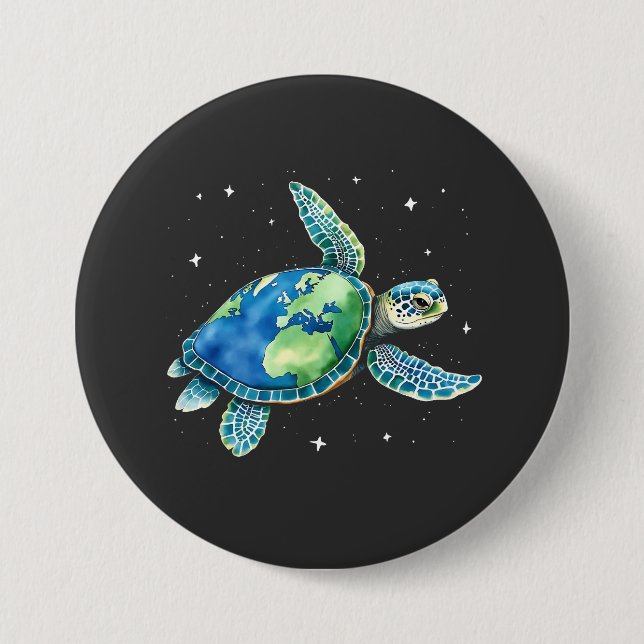 Sea Turtle Earth Day 2025 Sea Animals Button (Vorderseite)