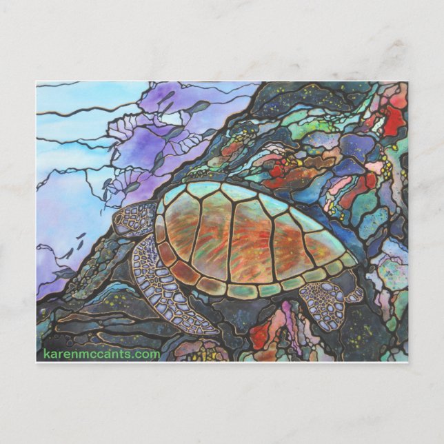 Sea Turtle Fantasy Coral Reef Postkarte (Vorderseite)