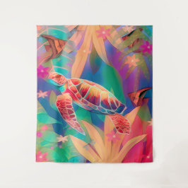 Sea Turtle Fantasy Scene Groß Wandteppich