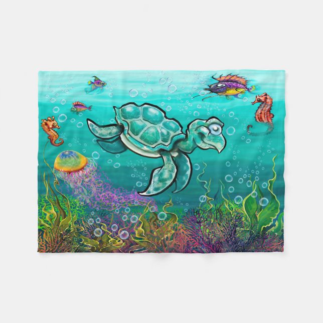 Sea Turtle Fleece Blanket (Vorderseite (Horizontal))