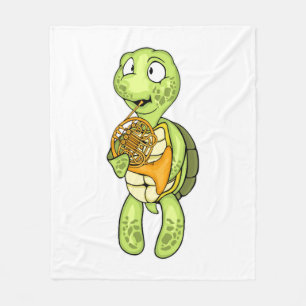 Sea Turtle French Horn Player Kids Music Horn Fleecedecke