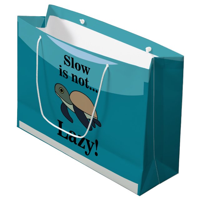 Sea Turtle Funny Große Geschenktüte (Vorderseite Schrägansicht)