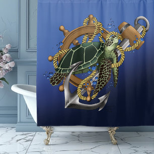 Sea Turtle Green Blue Duschvorhang
