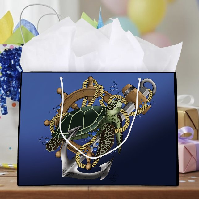 Sea Turtle Green Blue Große Geschenktüte (Von Creator hochgeladen)