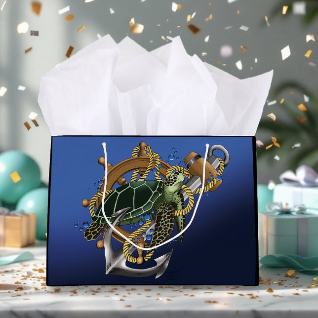 Sea Turtle Green Blue Große Geschenktüte (Von Creator hochgeladen)