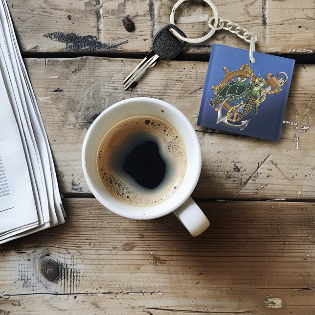 Sea Turtle Green Blue QR Code Schlüsselanhänger (Von Creator hochgeladen)