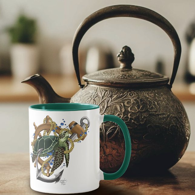 Sea Turtle Green Blue Tasse (Von Creator hochgeladen)