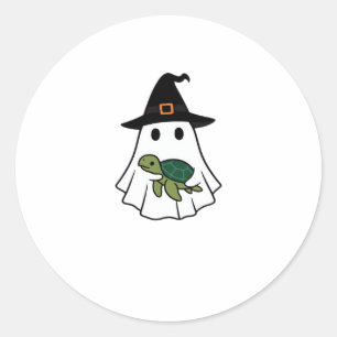Sea Turtle Halloween Ghost Hexenhut Tierliebhaber Runder Aufkleber