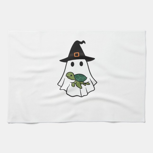 Sea Turtle Halloween Ghost Witch Hat Animal Lovers Geschirrtuch (Horizontal)