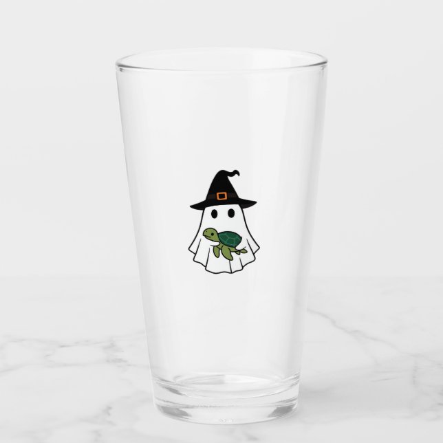 Sea Turtle Halloween Ghost Witch Hat Animal Lovers Glas (Vorderseite)