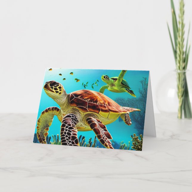 Sea Turtle Happy Birthday Dankeskarte (Vorderseite)