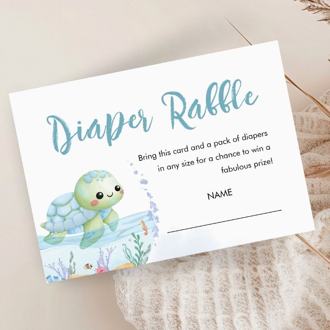 Sea Turtle Hatchling Baby Dusche Windel Rafflle Begleitkarte (Von Creator hochgeladen)