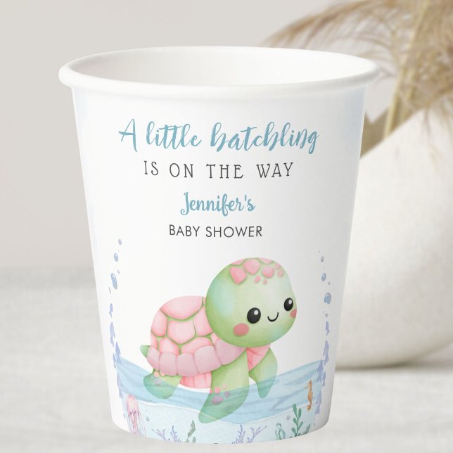 Sea Turtle Hatchling Baby Shower Girl Paper Cups Pappbecher (Von Creator hochgeladen)