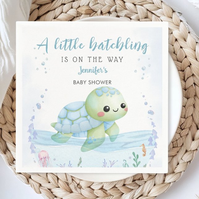 Sea Turtle Hatchling Boy Baby Shooting Paper Napki Serviette (Von Creator hochgeladen)