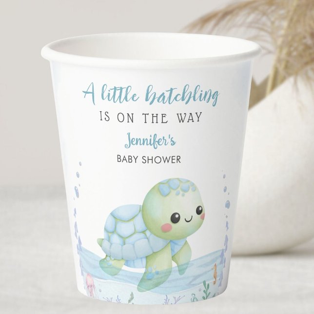Sea Turtle Hatchling Boy Baby Shower Paper Cups Pappbecher (Von Creator hochgeladen)