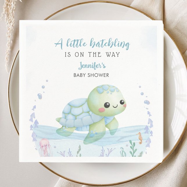 Sea Turtle Hatchling Boy Baby Shower Paper Napkin Serviette (Von Creator hochgeladen)