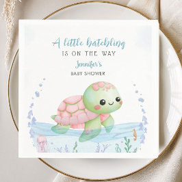 Sea Turtle Hatchling Girl Baby Shower Paper Napkin Serviette
