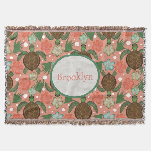 Sea Turtle & Hibiskus Cornflora Rosa Kinderzimmer Decke (Vorderseite)