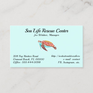 Sea Turtle Illustriert Sea Foam Business Cards Visitenkarte