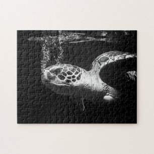 Sea Turtle in Schwarz-Weiß, Jigsaw Puzzle