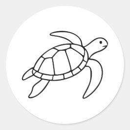 Sea Turtle Line Art – Minimalist Marine Animal Runder Aufkleber