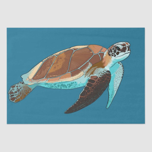 Sea Turtle Loggerhead Art Decoupage Seidenpapier (Vorderseite)