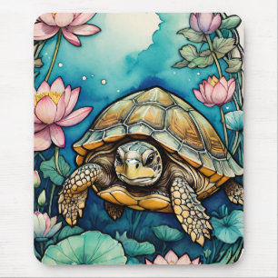 Sea Turtle Lotus Blume Art Ristorante La Lanchetta Mousepad