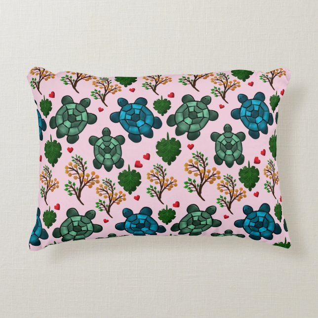 Sea Turtle Lover Gift, Cute Turtle Pattern, Marine Dekokissen (Vorderseite)