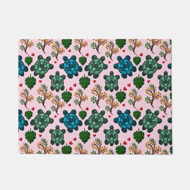 Sea Turtle Lover Gift, Cute Turtle Pattern, Marine Fußmatte (Vorderseite)