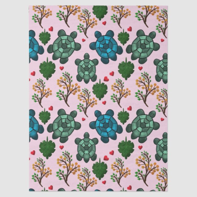 Sea Turtle Lover Gift, Cute Turtle Pattern, Marine Seidenpapier (Vorderseite)