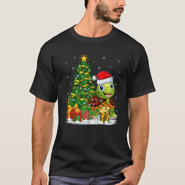 Sea Turtle Lover Xmas Familie Match Santa Turtle T-Shirt (Vorderseite)