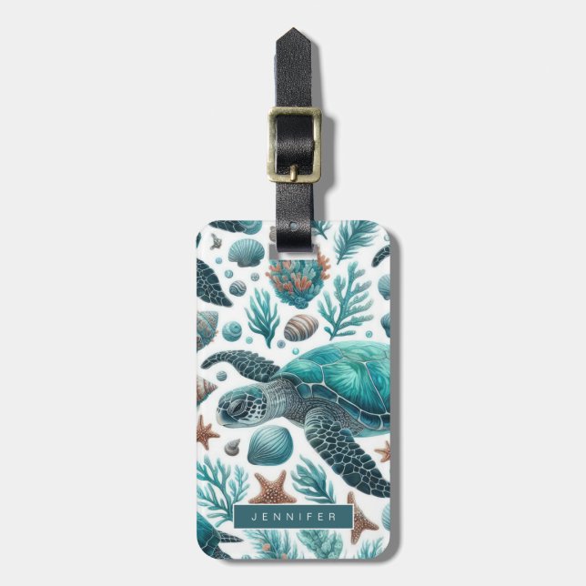 Sea Turtle Luggage Tags Gepäckanhänger (Vorderseite vertikal)