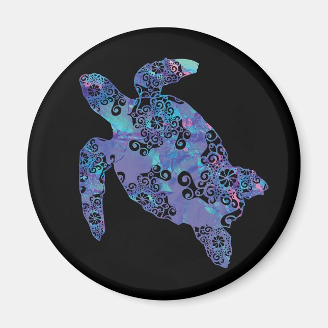Sea Turtle Mandala Magische Farbe Licht Kunst Magnet (Vorne)