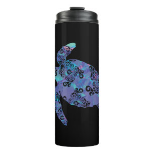 Sea Turtle Mandala Magische Farbe Licht Kunst Thermosbecher