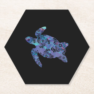 Sea Turtle Mandala Magische Farbe Licht Kunst Untersetzer