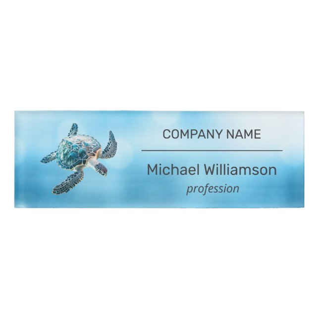  Sea Turtle Modern Beach Realtor Namenschild (Vorderseite)