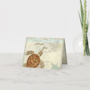 Sea Turtle Modern Coastal Ocean Beach Wirbel Style Dankeskarte