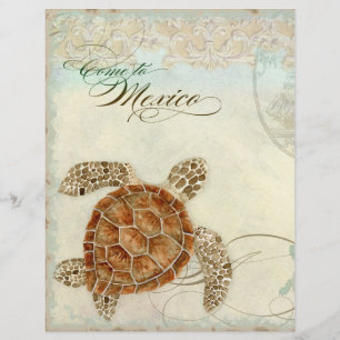 Sea Turtle Modern Coastal Ocean Beach Wirbel Style Flyer