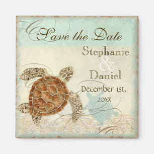 Sea Turtle Modern Coastal Ocean Beach Wirbel Style Magnet