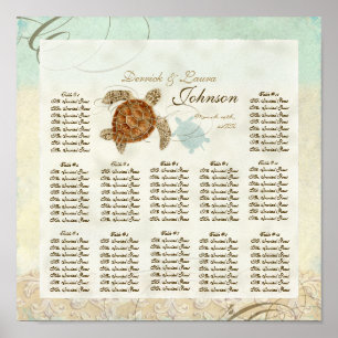 Sea Turtle Modern Coastal Ocean Beach Wirbel Style Poster