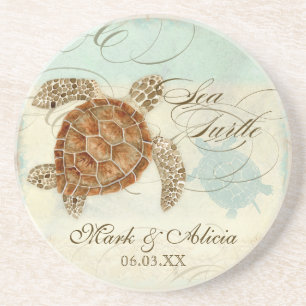 Sea Turtle Modern Coastal Ocean Beach Wirbel Style Untersetzer