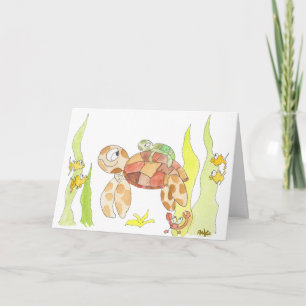 Sea Turtle Momma und Baby Karte