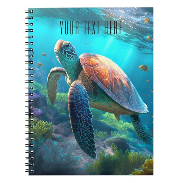 Sea Turtle Nature Notebook - Personalisierter Tite Notizblock (Vorderseite)