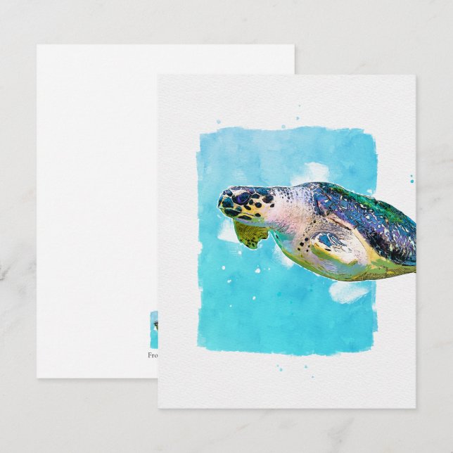 Sea Turtle Note Card for Any Occasion Mitteilungskarte (Vorne/Hinten)
